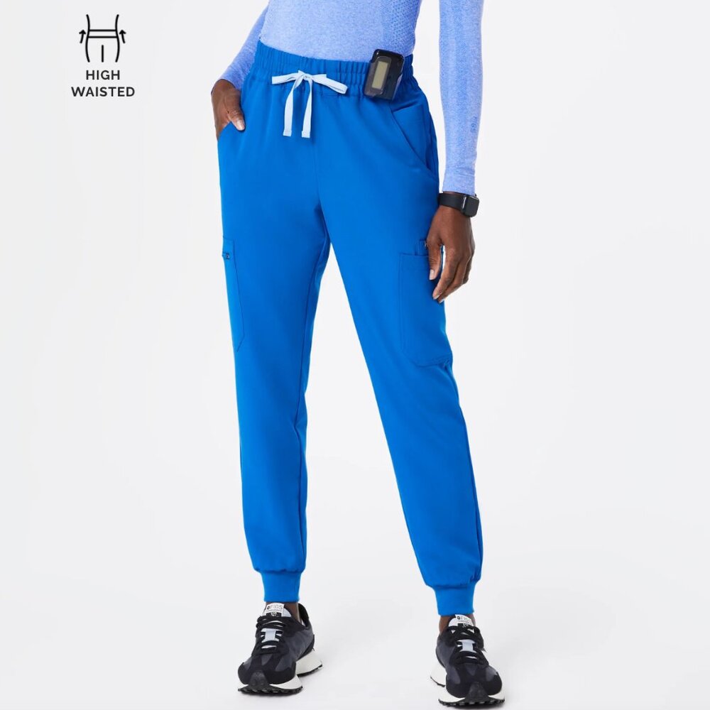 Figs Blue High-Waisted Joggers